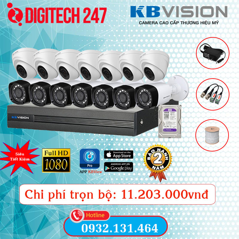 Lắp đặt trọn bộ 14 camera Kbvision