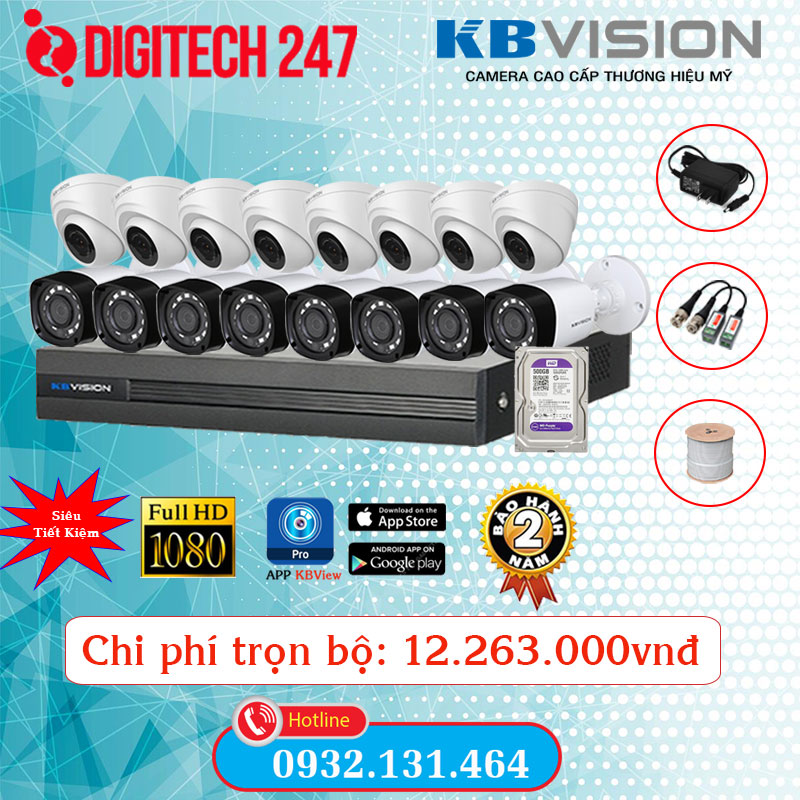 Lắp đặt trọn bộ 16 camera kbvision